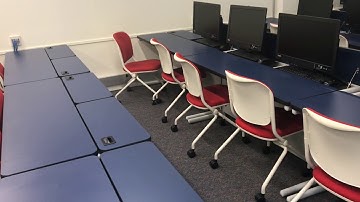 Innovative computer tables in a library