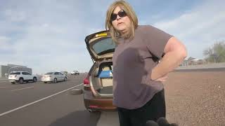 She got a flat tire 10mins from home! POV highway call! 