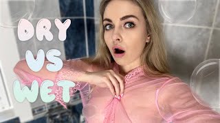 [4K] Transparent Clothes Dry vs Wet Try-on Haul with Maryana