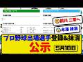 【公示】プロ野球 出場選手登録&抹消 公示5月18日発表|前川&常廣&辻&木澤&スチュワート&田中&ボイト&廣池ら抹消|【最新・まとめ】