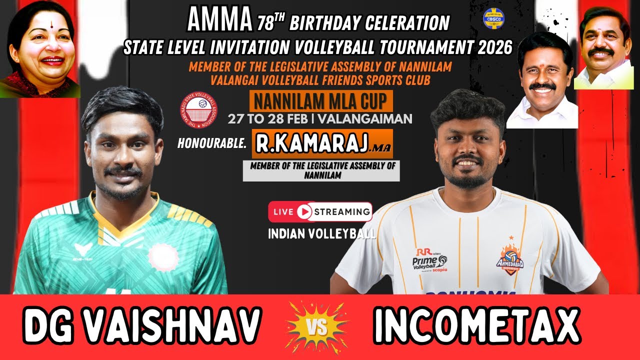 Incometax Vs DG Vaishnav | HD Live | Valangaiman | State Level Volleyball Tournament 2026