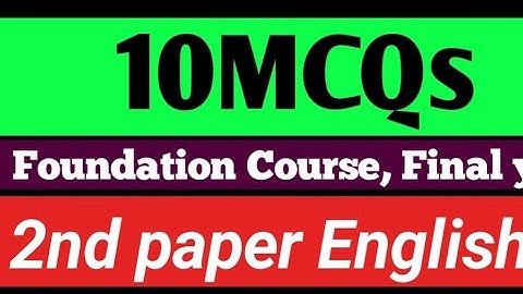 l Foundation Course, Final Year Second Paper, English, MCQs With Answers l The Cherry Tree l R. Bond