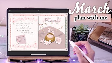 PLAN WITH ME | March 2022 Digital Bullet Journal Setup | Sakura theme | with iPad