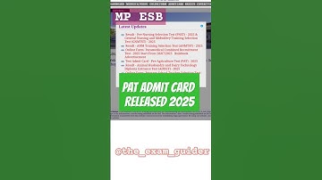 PAT Admit Card 2025 Out #mpesb #mppat #shorts #new @The_Exam_Guider