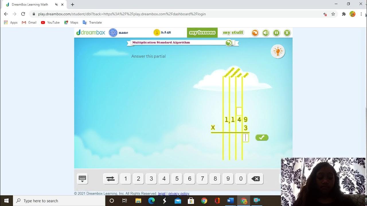 Multiplication standard Algorithm Fifth grade math on Dreambox learning