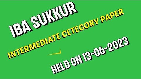 IBA STS INTERMEDIATE CATEGORY  solved paper held on 12-06-2023