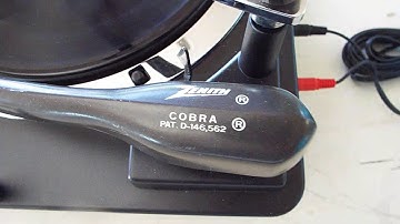 Zenith Cobramatic 4 speed automatic record changer playing a 16 RPM record.