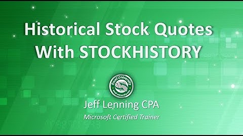 Historical Stock Quotes with Excel