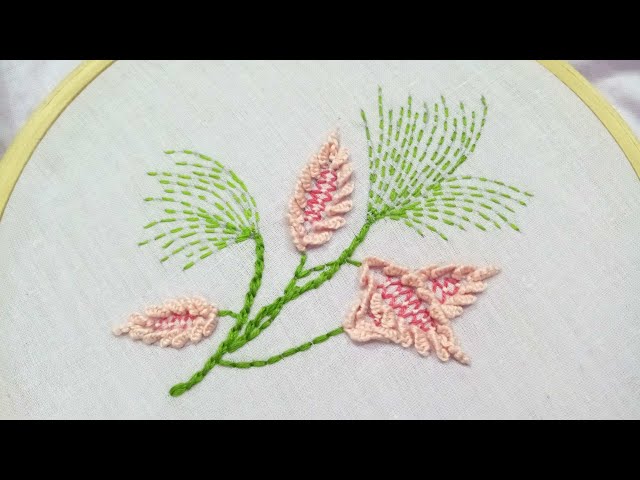 Hand embroidery of a flower pattern with easy stitches