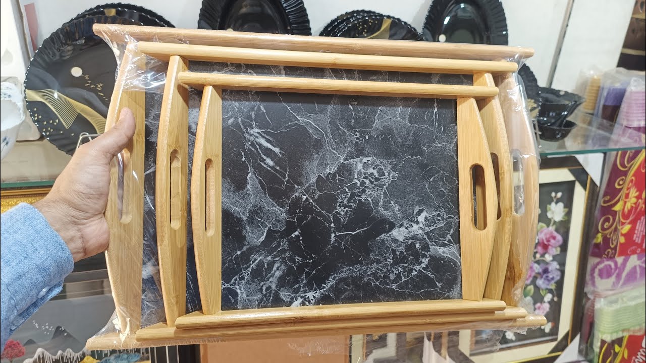 wooden tray | bamboo tray |  cup serving tray set | woodworking tray