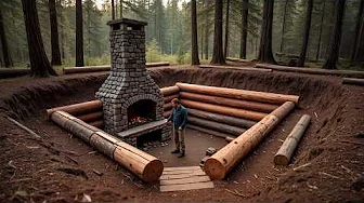 100 Days Alone Building a Hidden Underground Log Cabin, No Help   @FreeBuilder-1