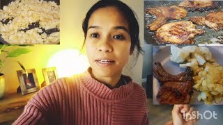 Making dutch food potato met friedporkchops met cauliflower with whitesauce+applemoes|