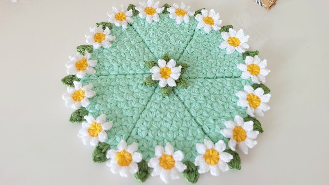 PAPATYA ÇEMBERİ LİF MODELİ (tasarım👉@lif_elişleri_dunyası 🌸knit daisy flower  @sevilayuysallifleri ​