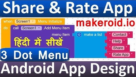 3 Dot Menu Sharing and Rate App for Play Store Link - AIA Project file for Makeroid.io Android App