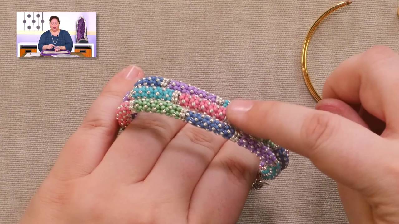 Purple and Orange Ceramic Beaded Bracelet