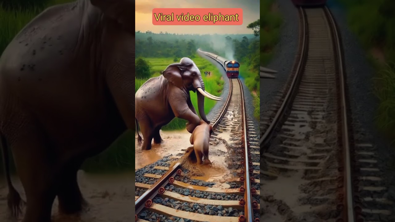 Shocking! 🐘 Elephant on Railway Track as Train Approaches! 🚆😱 Must Watch! 