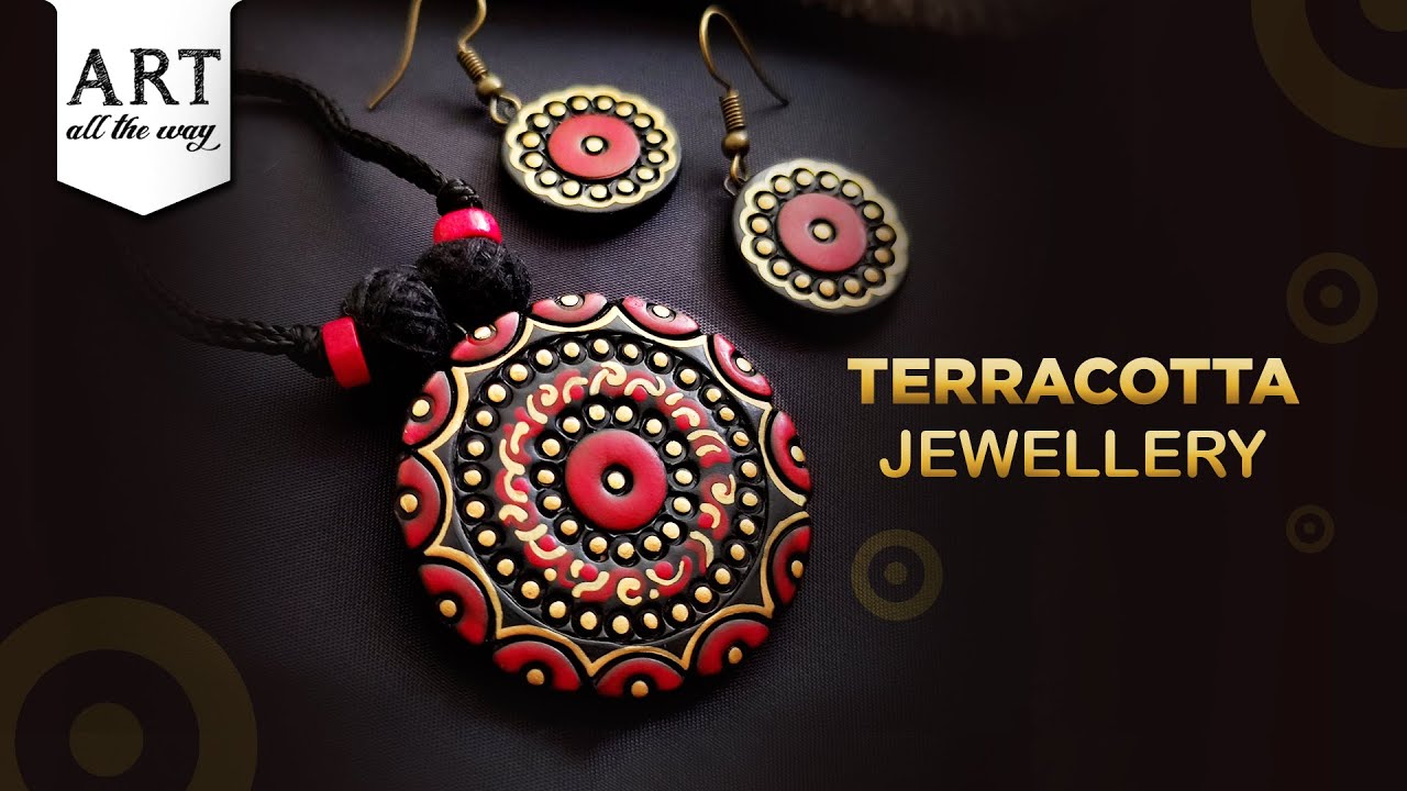 Pink-black Large Terracotta Earrings With Bronze Beads(snc00073) -  Snehcrafts