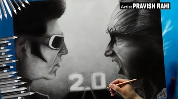 Robot 2.0 rajnikant || Akshay Kumar || realistic drawing - by artist - pravish rahi
