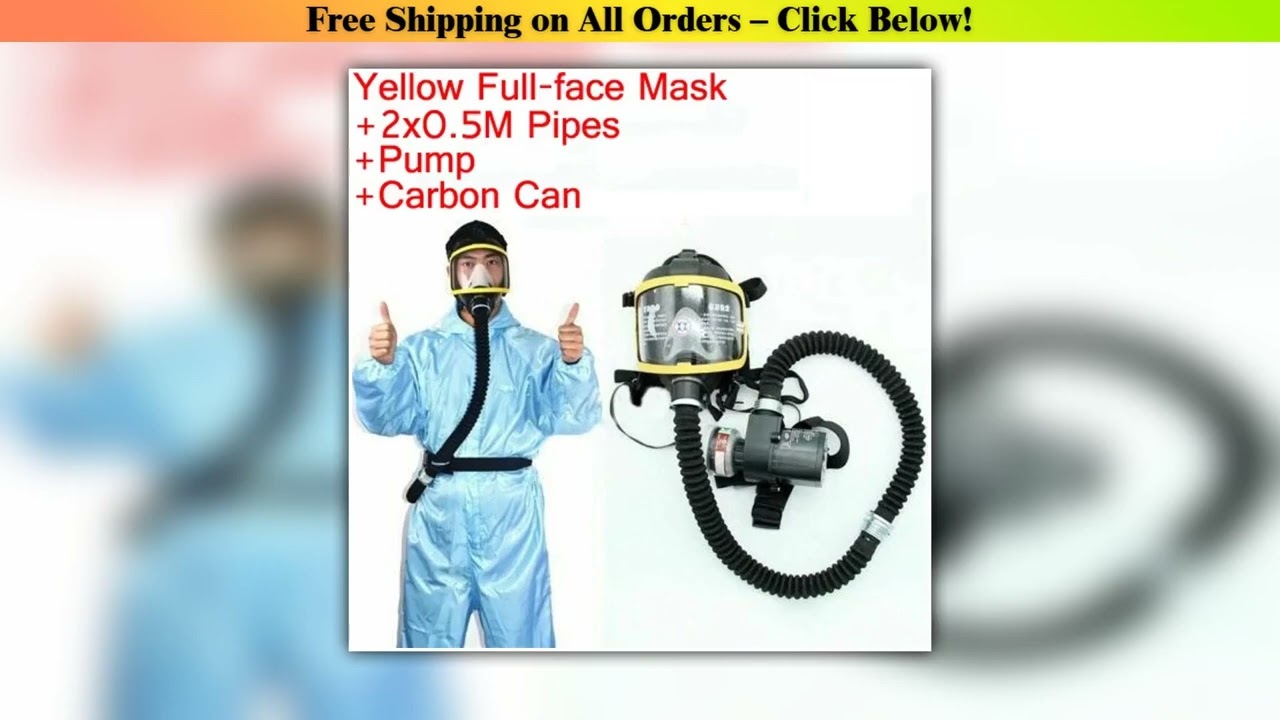 Electric Constant Air Flow Supplied Fed Full/Half Face Gas Mask Breathing System Protective