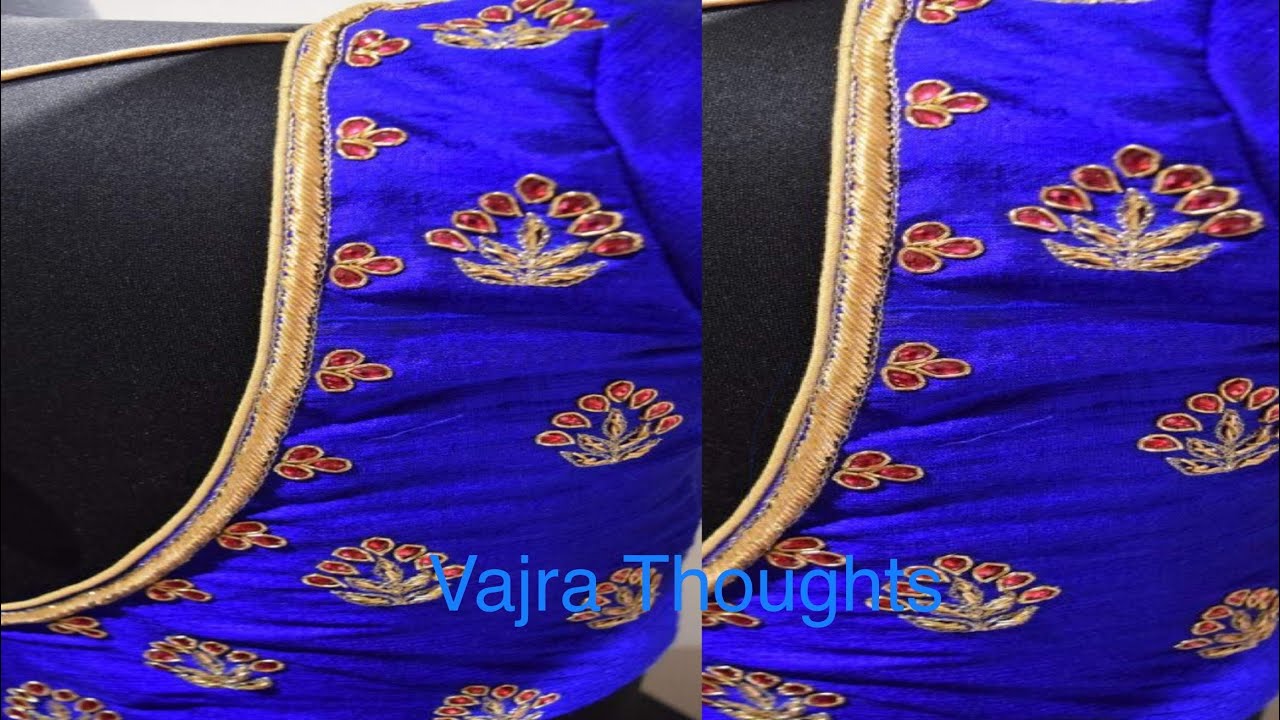 Aari work blouse design with normal needle-same like maggam work| hand ...