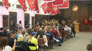 Robert Kiphart's USMC Military Police Academy graduation ceremony. Recieving Badge and credentials.