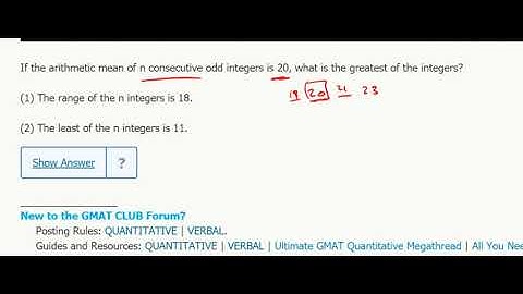 Statistics DS 5- If the arithmetic mean of n consecutive odd integers is 20, what is the greatest...