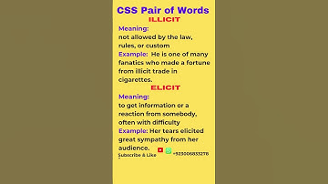 Pair of Words | Homophone | Illicit & Elicit | #ppsc #css #cssmcq #ppscpreparation #fpsc #foryou