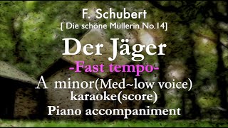 "Der Jäger " F.Schubert A minor (Med~low voice) -Fast tempo- Piano accompaniment(karaoke-score)