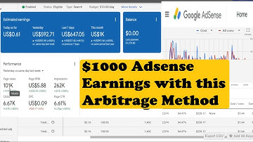$1000 Adsense Earnings This Month from Adsense arbitrage