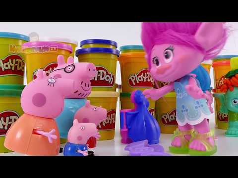 Видео для детей 👉👦Свинка Пеппа в Салоне красоты Тролли ИГРЫ с Плей До