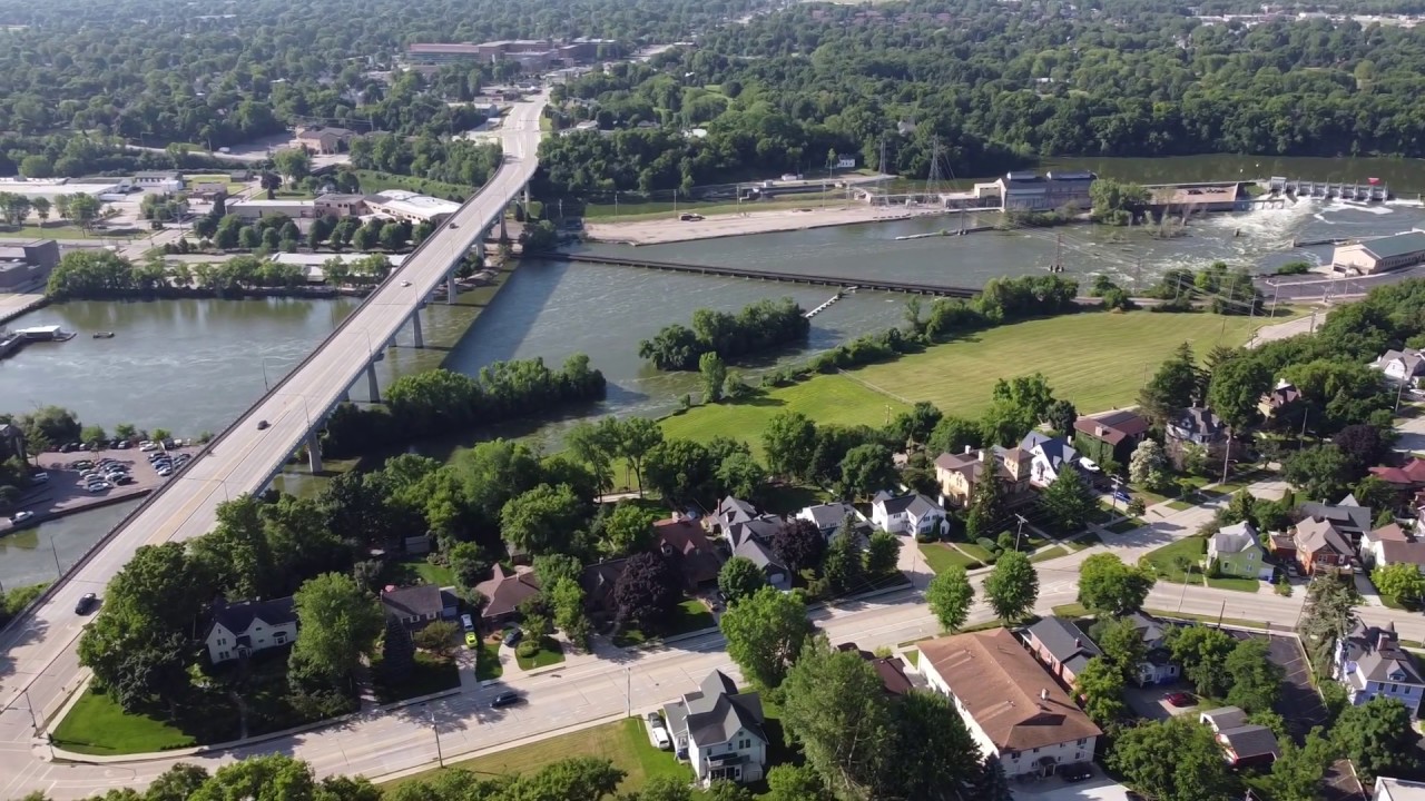 Some Nice Aerial Drone Footage of The Fox River Downtown 