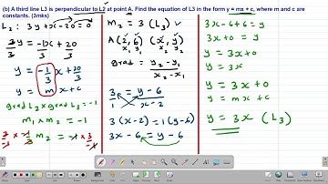 MATH: FORM2: EQUATIONS OF A STRAIGHT LINE: LESSON 5 (KCSE 2017 PP1 NO.17)