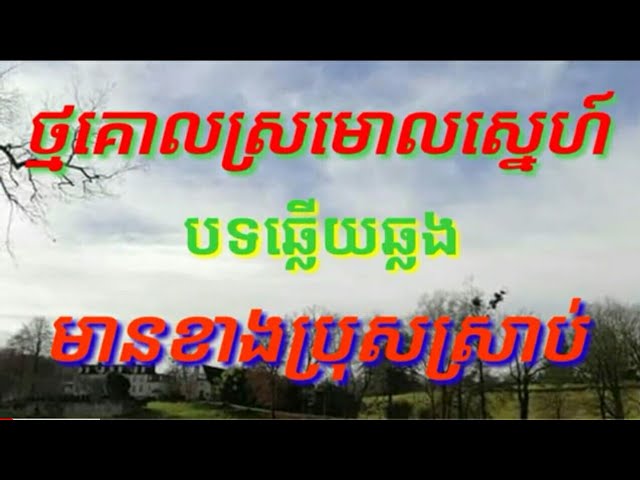 ថ្មគោលស្រមោលស្នេហ៍#បទឆ្លេីយឆ្លង មានខាងប្រុសស្រាប់#karaoke kh cover class=