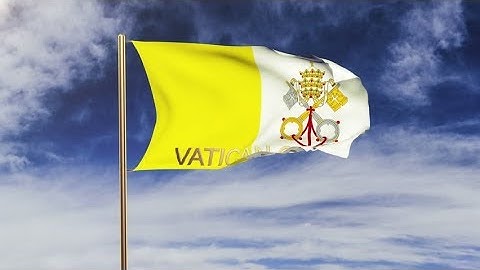 4K Vatican City flag with title waving in the wind. Looping sun rises style. Animation loop Stock