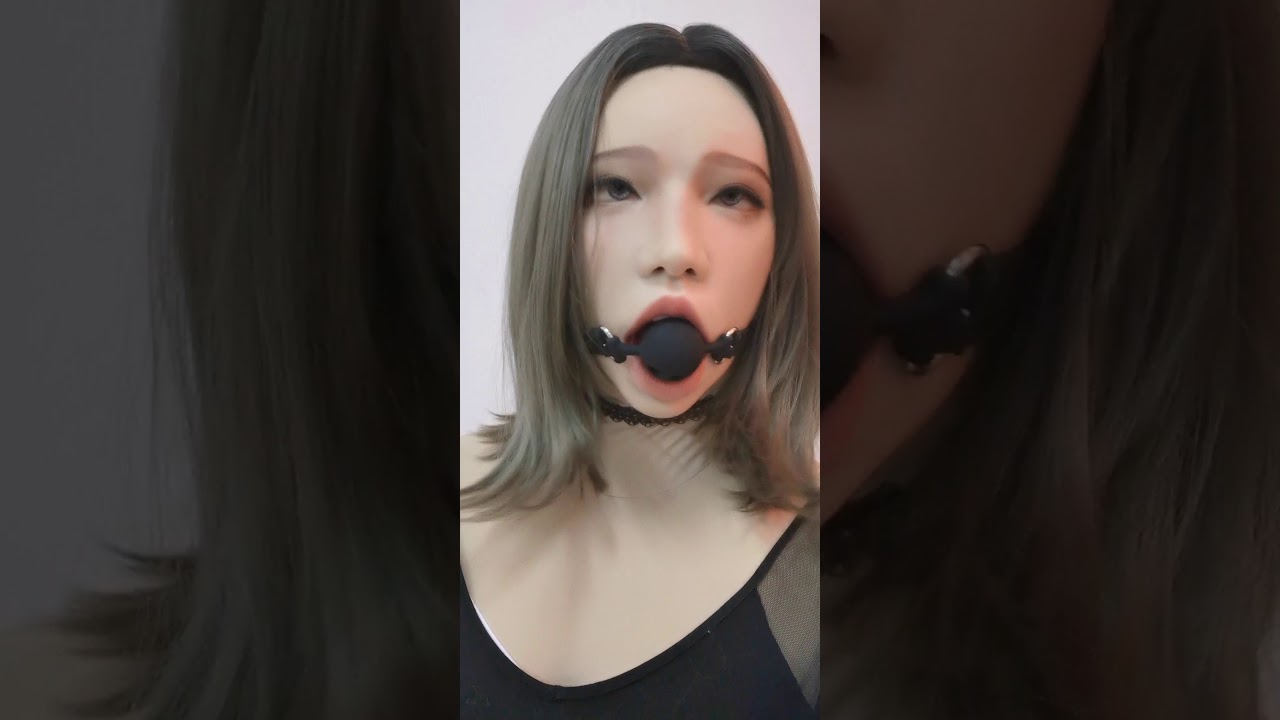 Poppy)New Design Soft Silicone Female Full Head With Ball Gag DMS  Crossdress Sex Playing Doll Mask