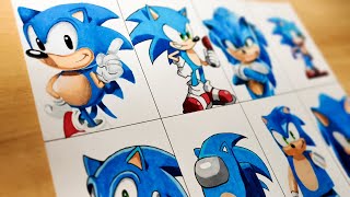 Drawing SONIC in Different Styles | SONIC THE HEDGEHOG