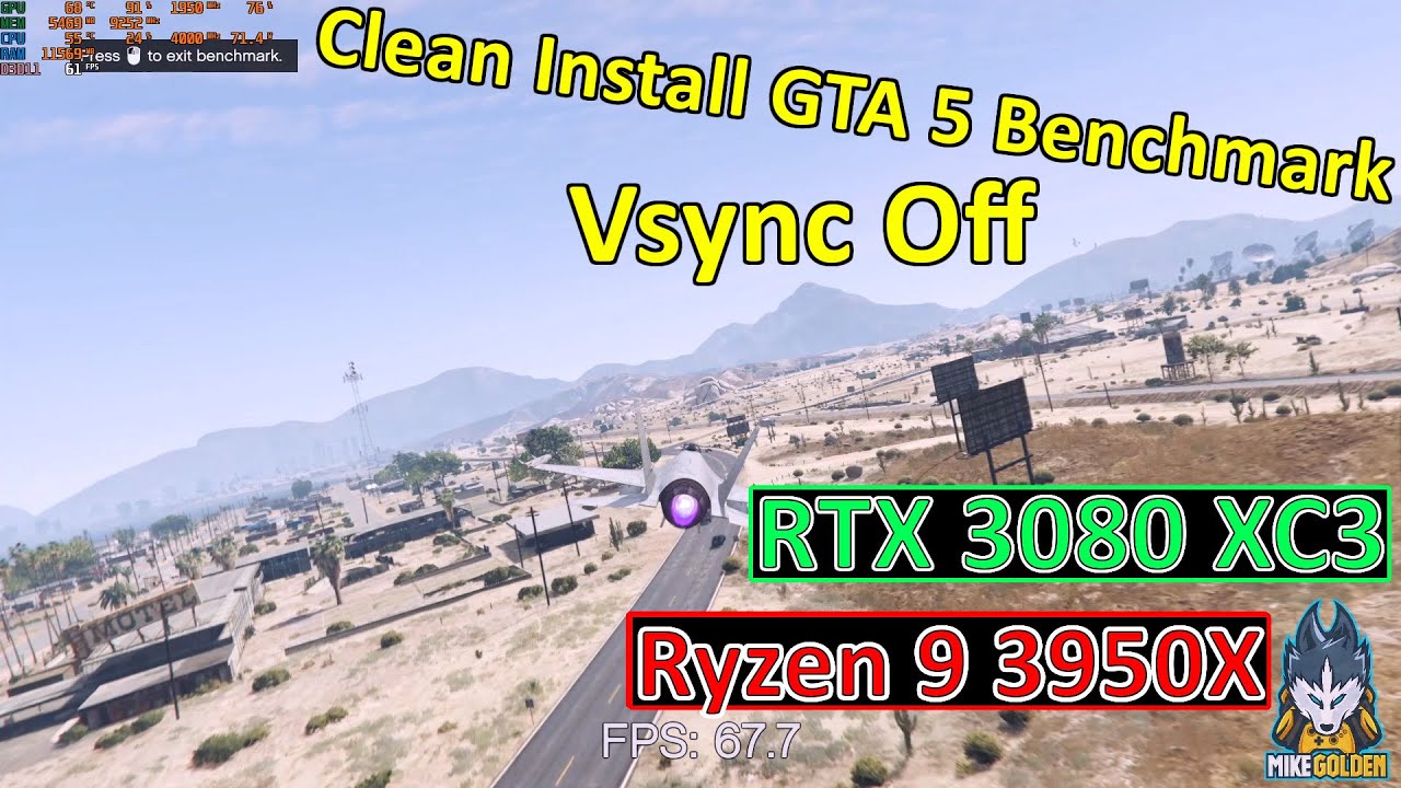 Nvidia RTX 3080 XC3 Ultra - Ryzen 9 3900X | GTA 5 Benchmark - Clean Install  Vsync Off