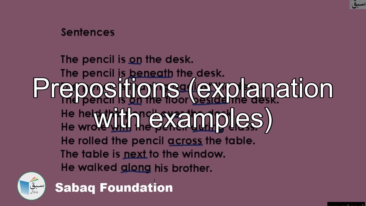 Prepositions (explanation with examples), English Lecture | Sabaq.pk ...