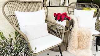 PHI VILLA 3-Piece Outdoor Rattan Conversation Set With Cushions