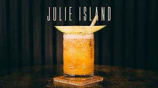 Julie Island Cocktail with Rum, Mango, Papaya and more.