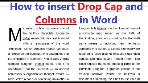 How to insert Drop Cap, Columns and Page Layout in MS Word