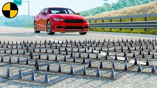 Cars vs Police Spikes 😱 BeamNG.Drive