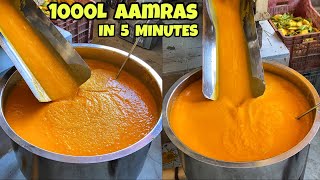 1000L Aamras in 5 minutes😱😱 आम को बिना छीले ही बना दिया Mango Shake😳😳 Indian Street Food | Vadodara
