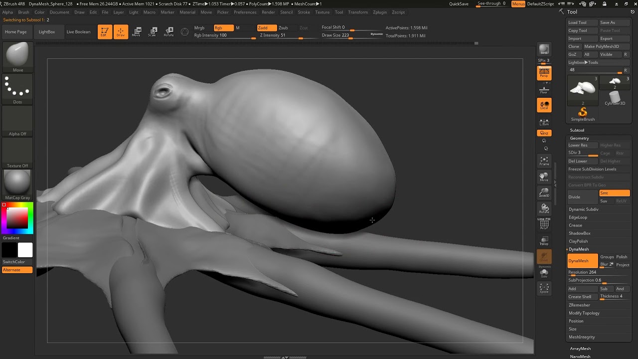 how to make an octopus in zbrush