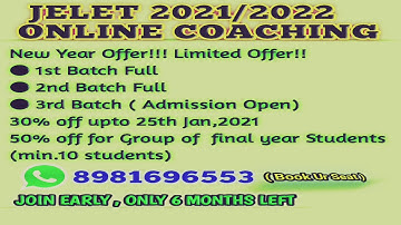 JELET 2021 | JELET 2022 | JELET ONLINE COACHING | JELET ACADEMY