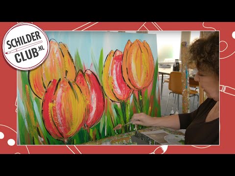 Tulpen schilderen met Corrie Leushuis van Schilderclub.nl | schilderles acrylverf beginners