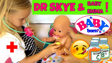 Baby Born Emma Has a Fever and Goes to See Doctor Skye 🤒🚑😊