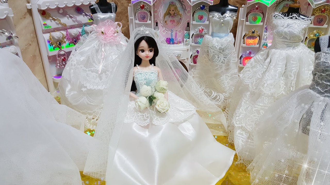  Barbie dolls Wedding Dress Shopping at Bridal Shop Gaun 