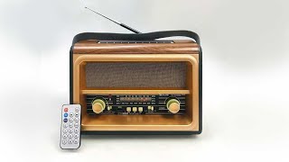GOLON Radio FM RX-BT88SQ Retro Vintage Bluetooth Radio Speaker with Solar Rechargeable
