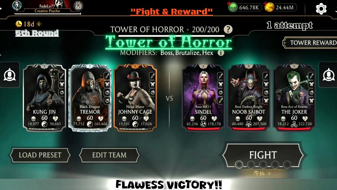 Mk Mobile. Tower of Horror Final Bosses 5th Round Fight & Reward!!